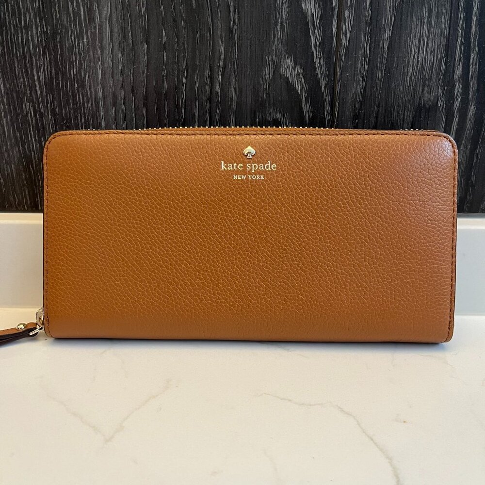 Kate Spade tan leather zip around wallet